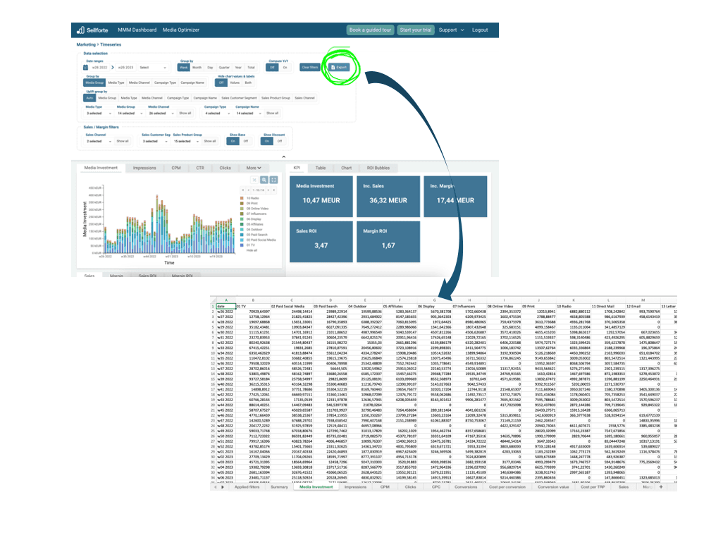 Exporting data in Sellforte