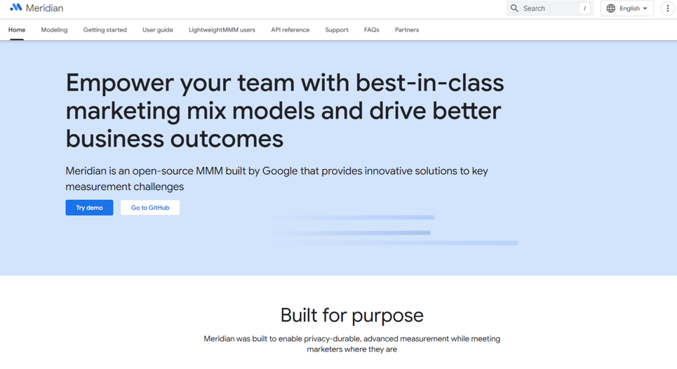 Meridian's webpage
