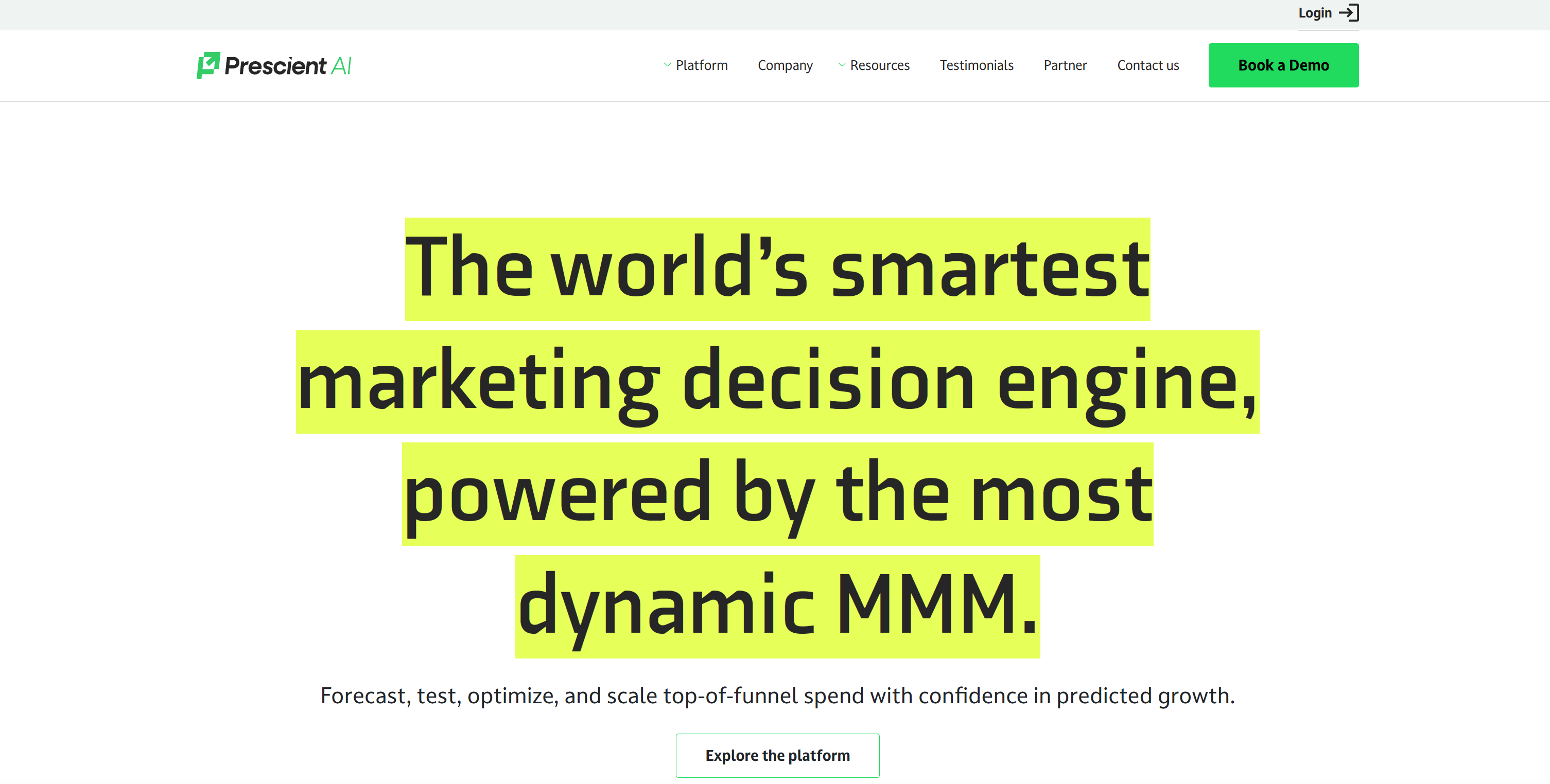 Prescient AI website