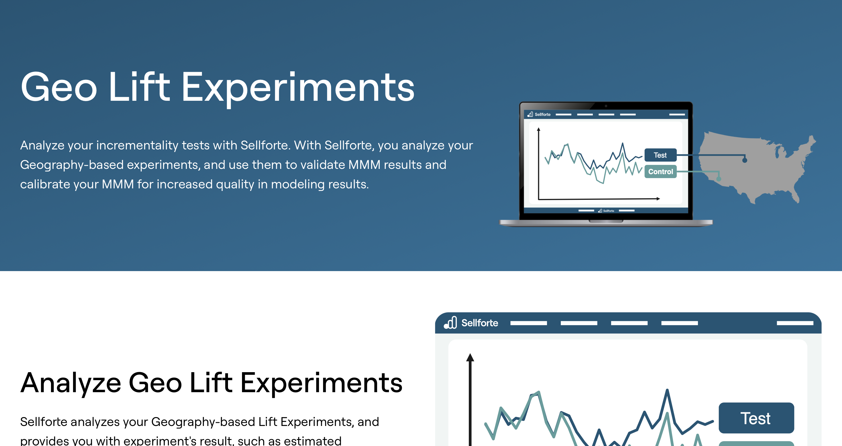 Screenshot of Sellforte Geo Lift Experiment website