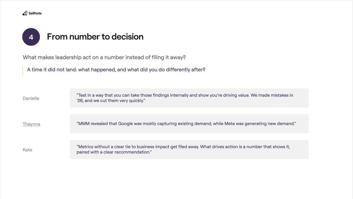 From number to decision: what makes leadership act on a number instead of filing it away.