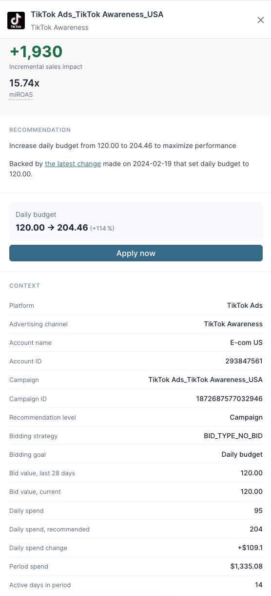 Sellforte Activate for TikTok - USA Awareness Card Details