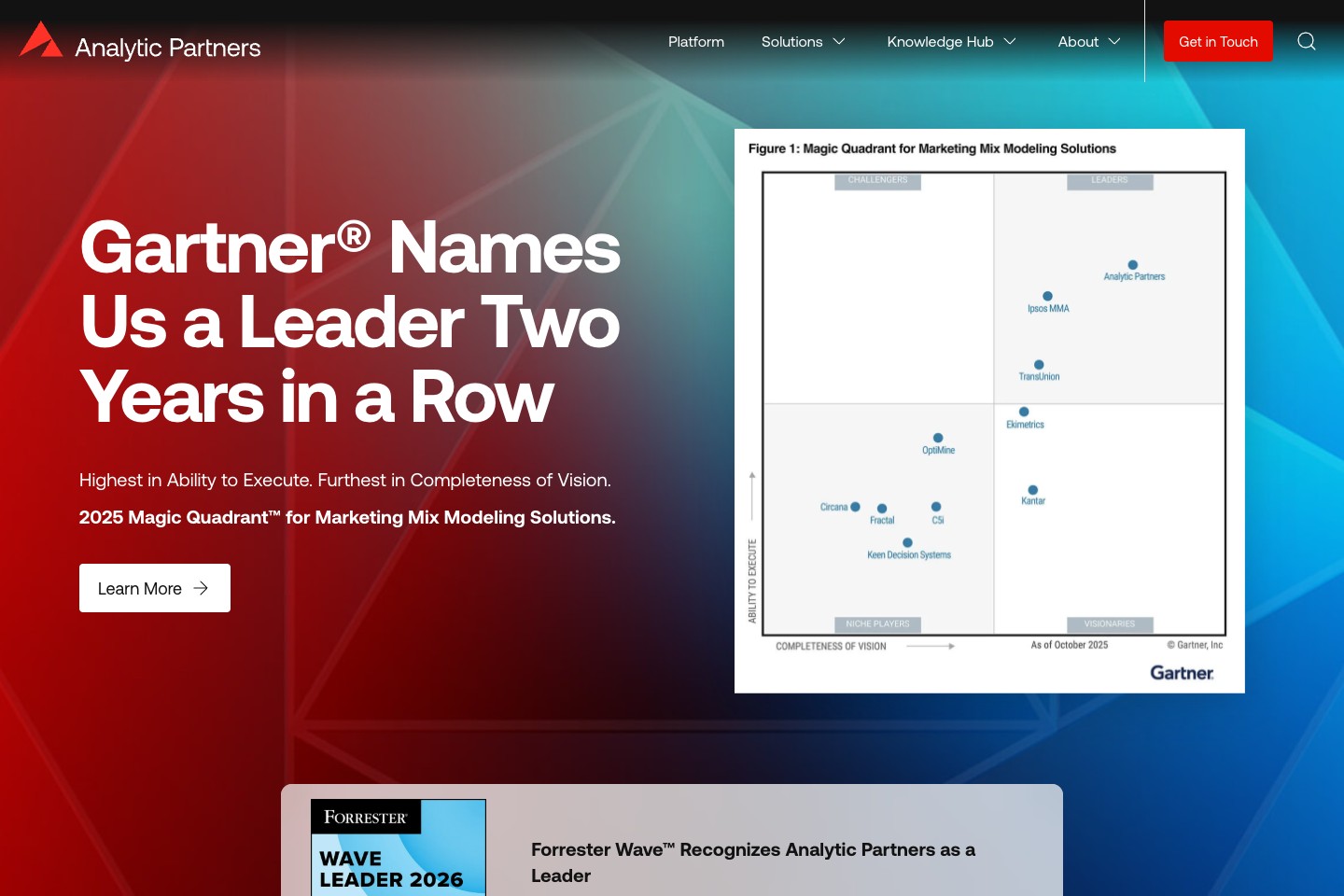 Screenshot of Analytic Partners’s website homepage, captured September 9, 2026.