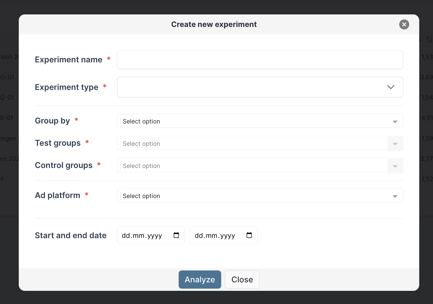 Adding specification of a new experiment in Sellforte