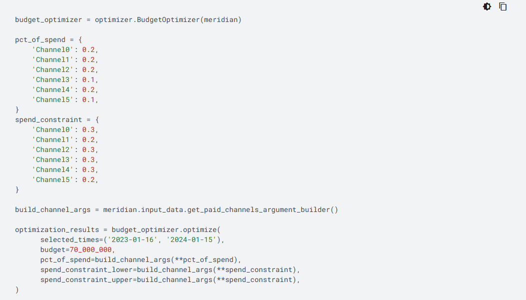 Scenario definition code in Meridian