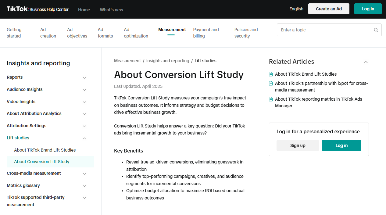 TikTok Conversion Lift Study