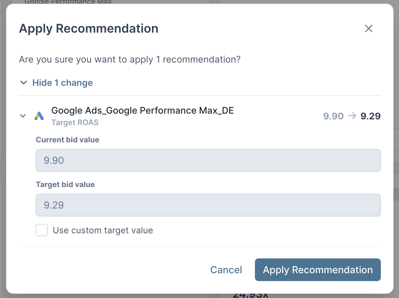 Sellforte AI approval flow for bidding value change