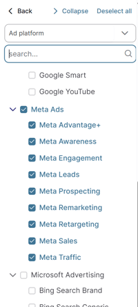 Scope Selection in Sellforte's Marketing Dashboard