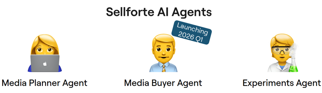 Sellforte AI Agents: Media Planner Agent, Media Buyer Agent, Experiments Agent
