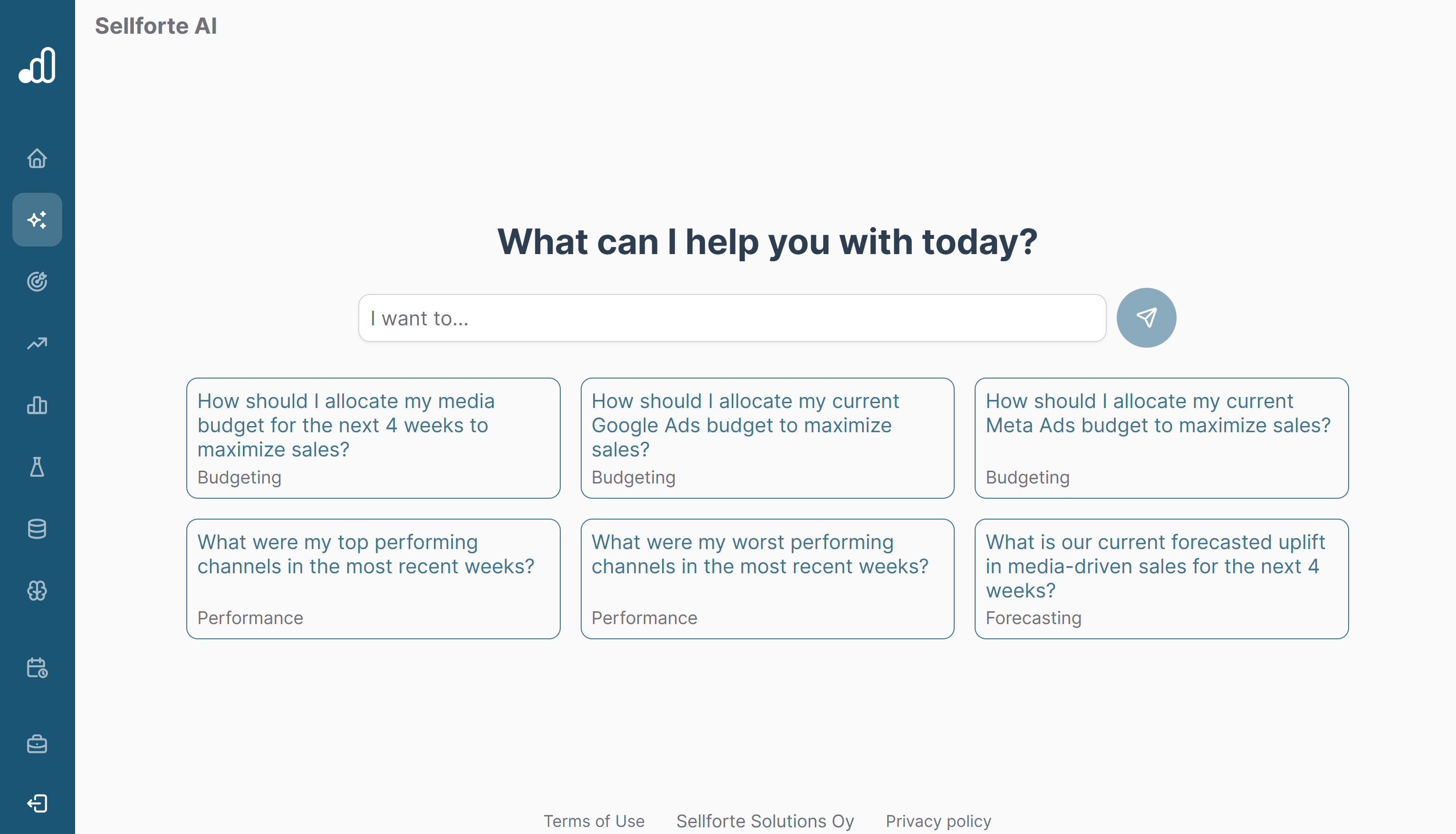 Sellforte AI interface, through which Sellforte AI Agents are accessed
