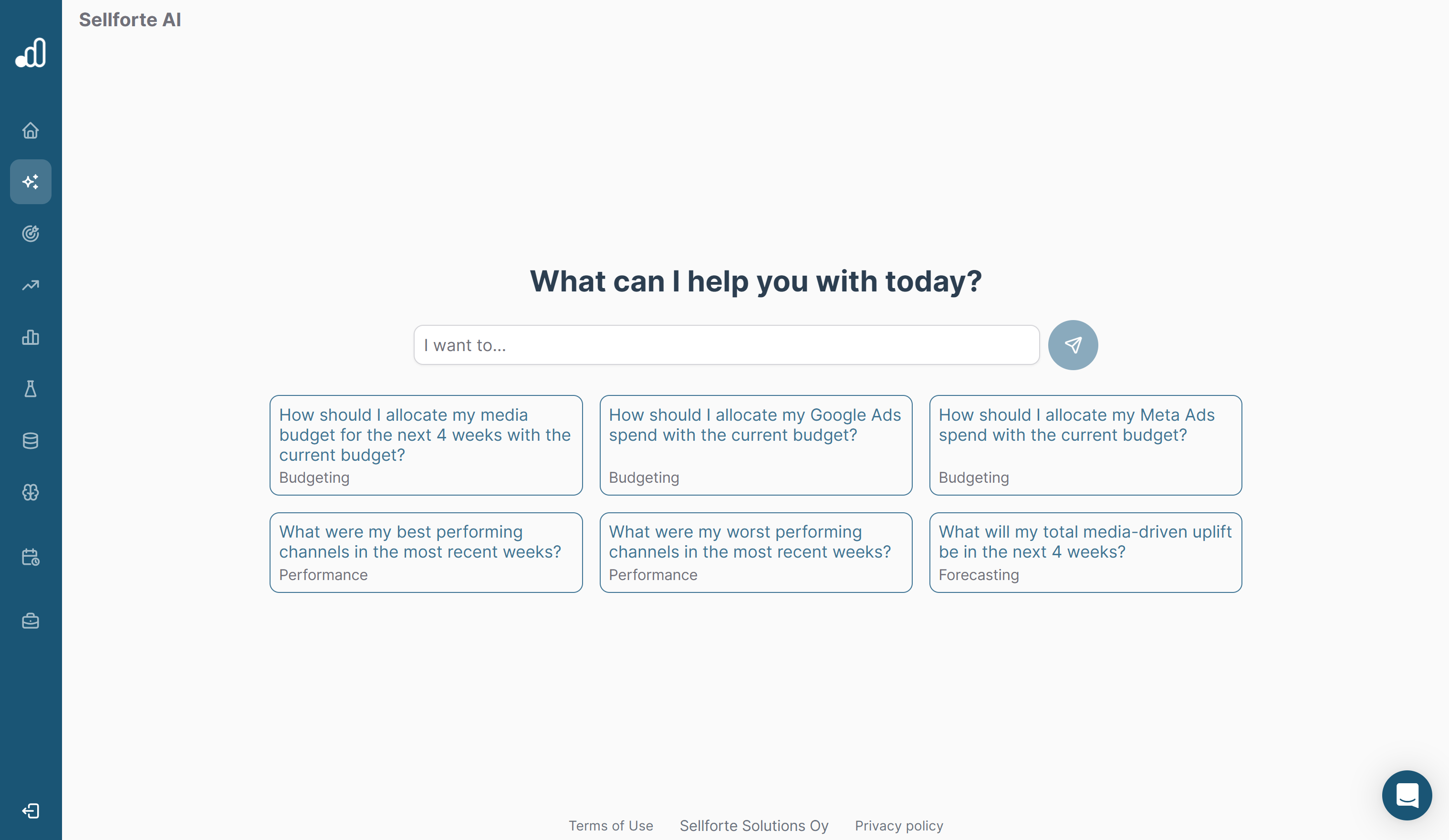 Sellforte AI starting screen