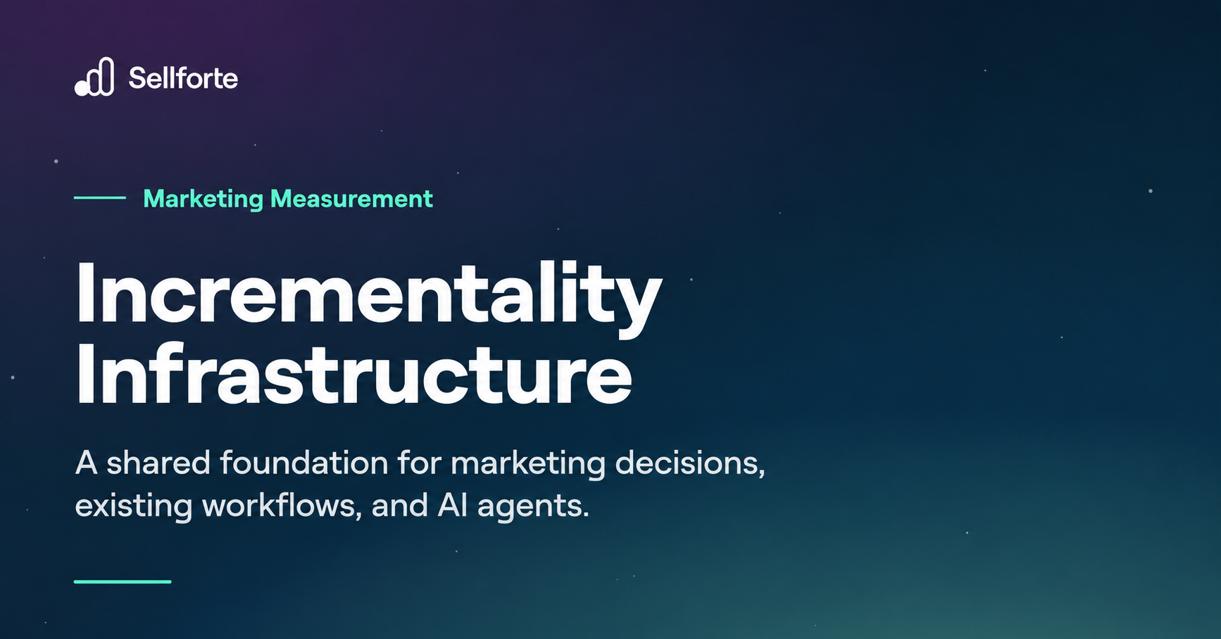 Incrementality Infrastructure. A shared foundation for marketing decisions, existing workflows, and AI agents. Sellforte.